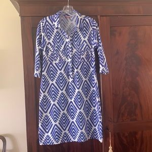 Persifor Herringbone Pattern Blue Dress